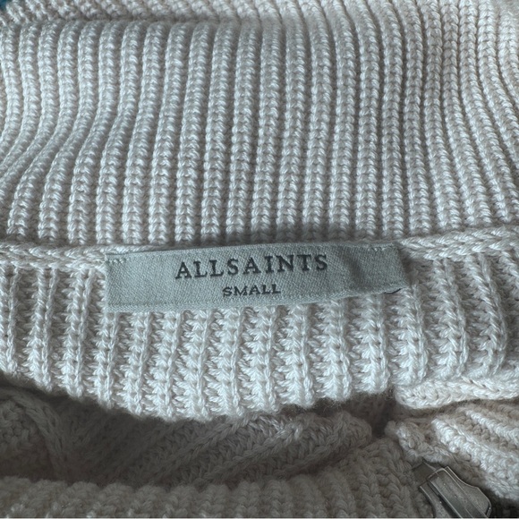 Allsaints Kadine Funnel Roll Neck Sweater Hush Pink Size Small Cotton Wool - Picture 11 of 11